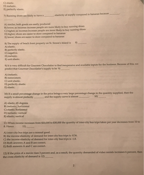 Solved MULTIPLE CHOICE Choose the one alternative that best | Chegg.com