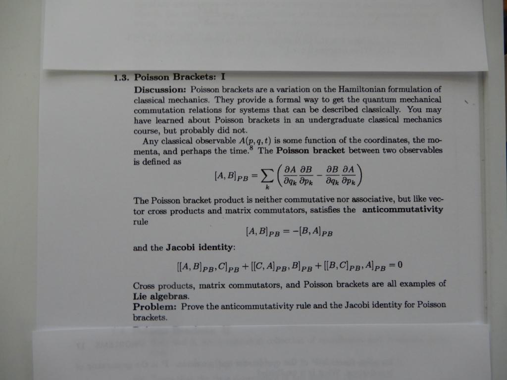 Solved 1.3. Poisson Brackets: I Discussion: Poisson Brackets | Chegg.com