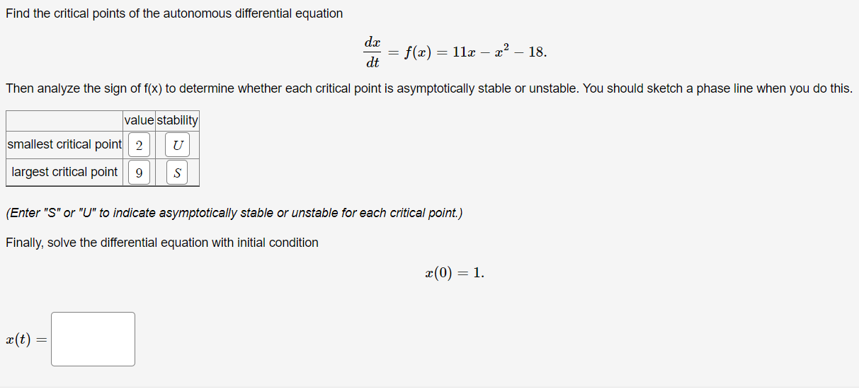 Solved Find the critical points of the autonomous | Chegg.com