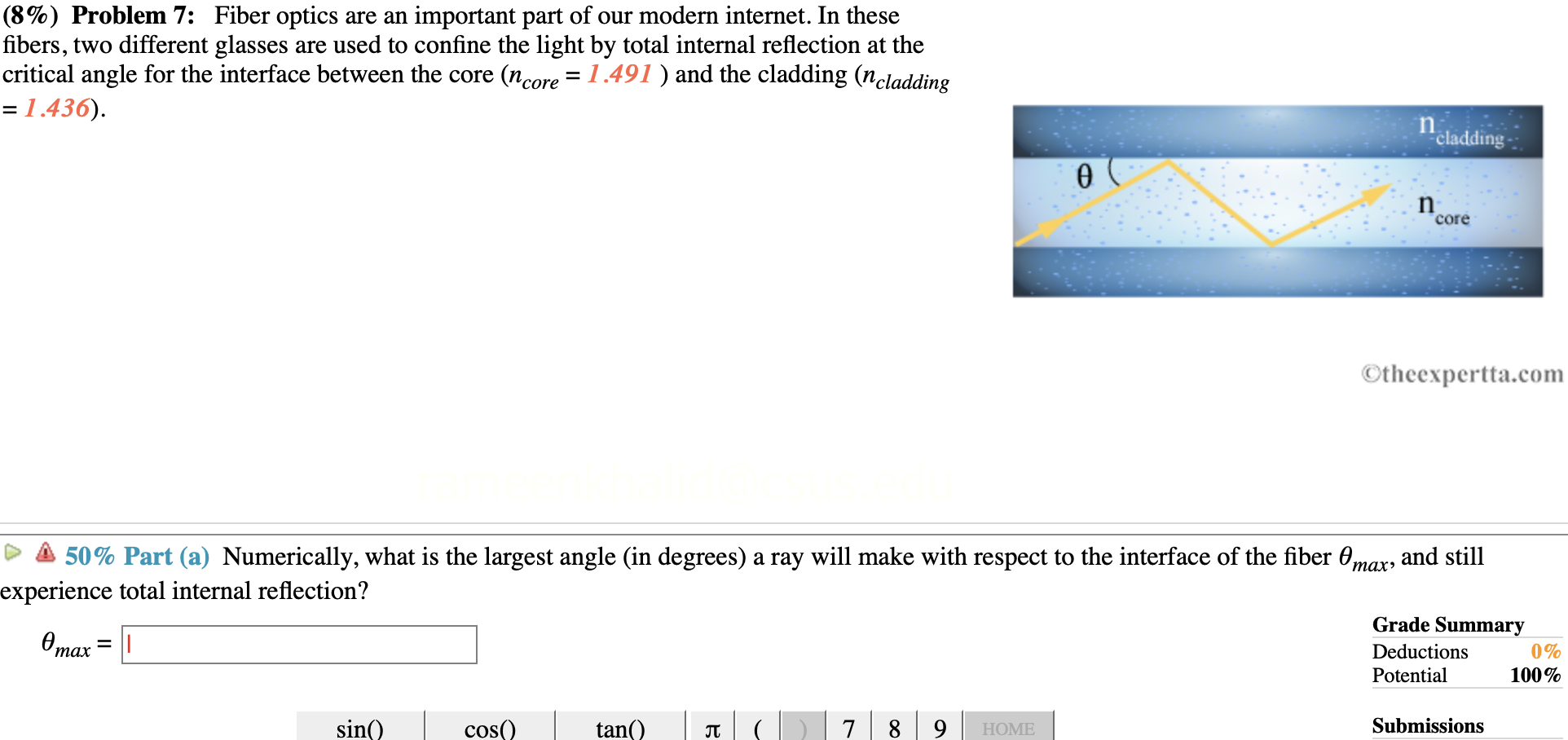 (8) Problem 7 Fiber optics are an important part of