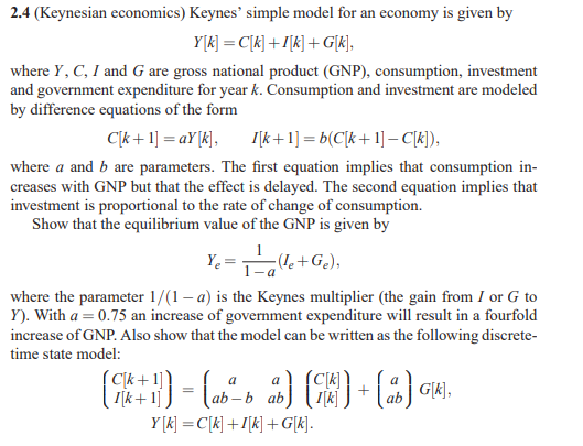 2.4 (Keynesian economics) Keynes' simple model for an | Chegg.com