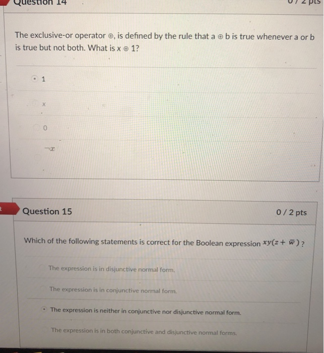 Exclusive Operator Solved Queston 14 The exclusive-or operator e, is defined by | Chegg.com