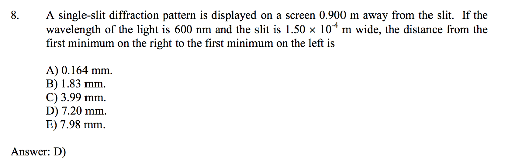 Solved A single-slit diffraction pattern is displayed | Chegg.com