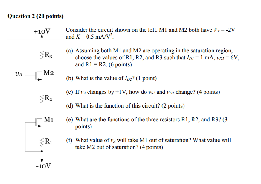 Solved Question 1 (10 points) Consider the circuit shown on | Chegg.com