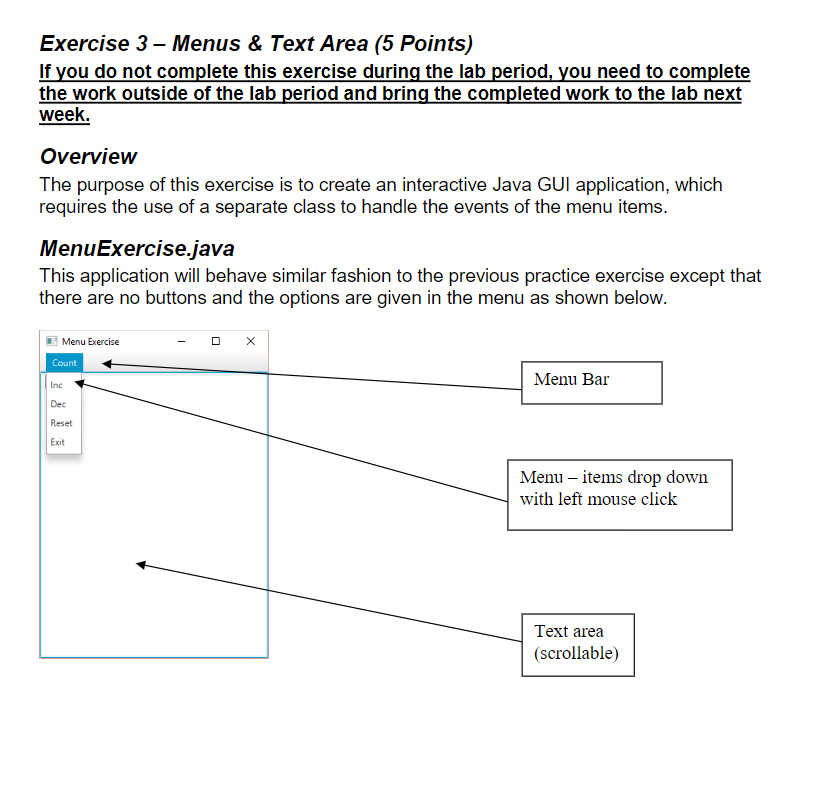 Lab 02: Handling Events, Menus & Text Areas Stop | Chegg.com