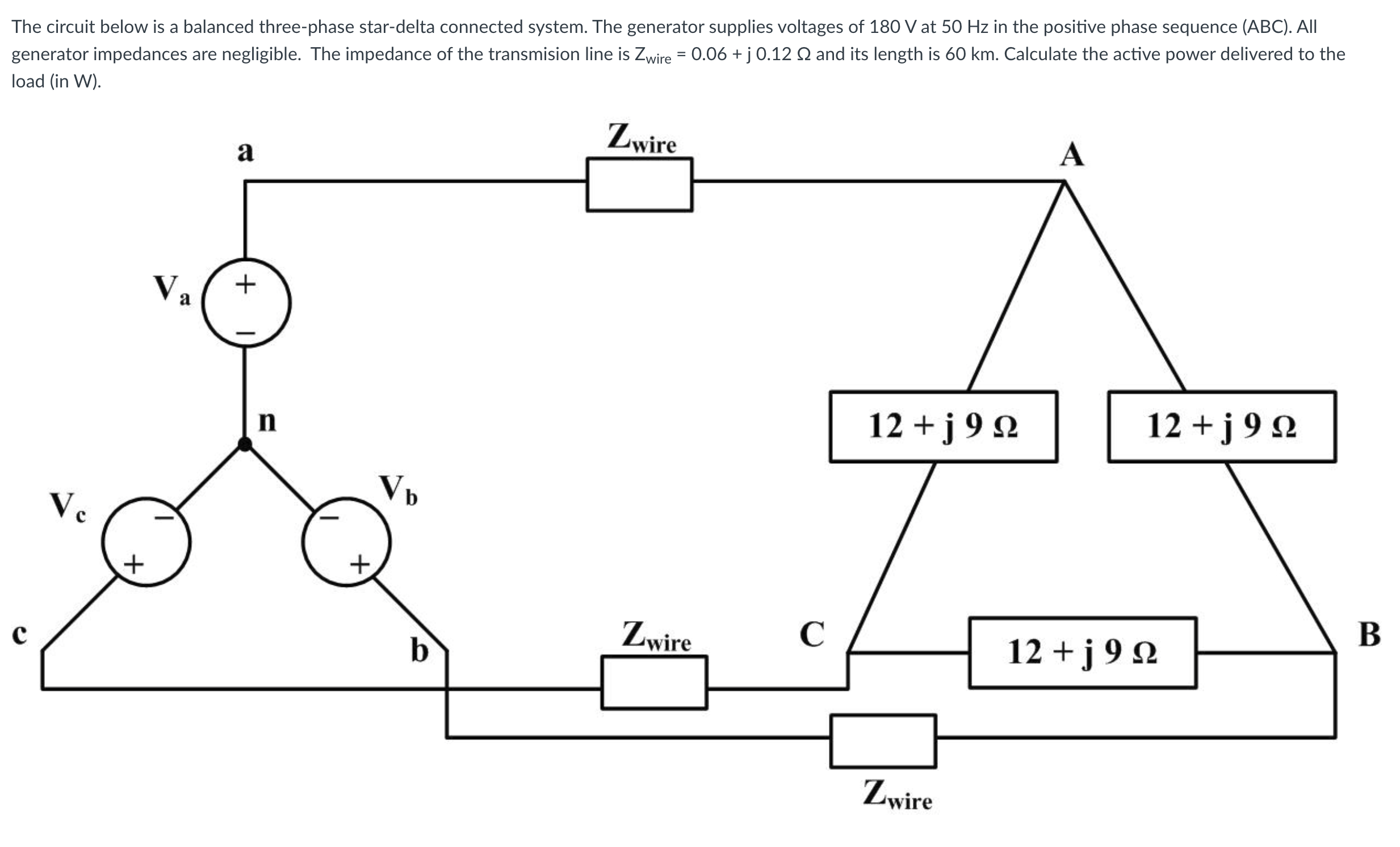 Solved The circuit below is a balanced three-phase | Chegg.com