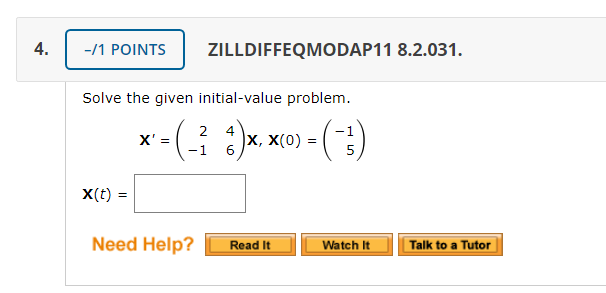 Solved -/1 POINTS ZILLDIFFEQMODAP11 8.2.031. Solve The Given | Chegg.com