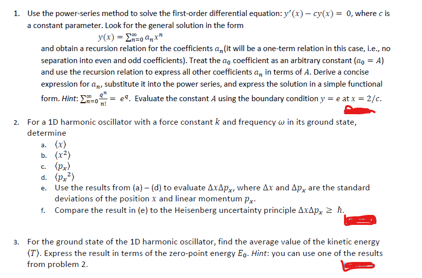 Solved 1 use the power series method to solve the chegg