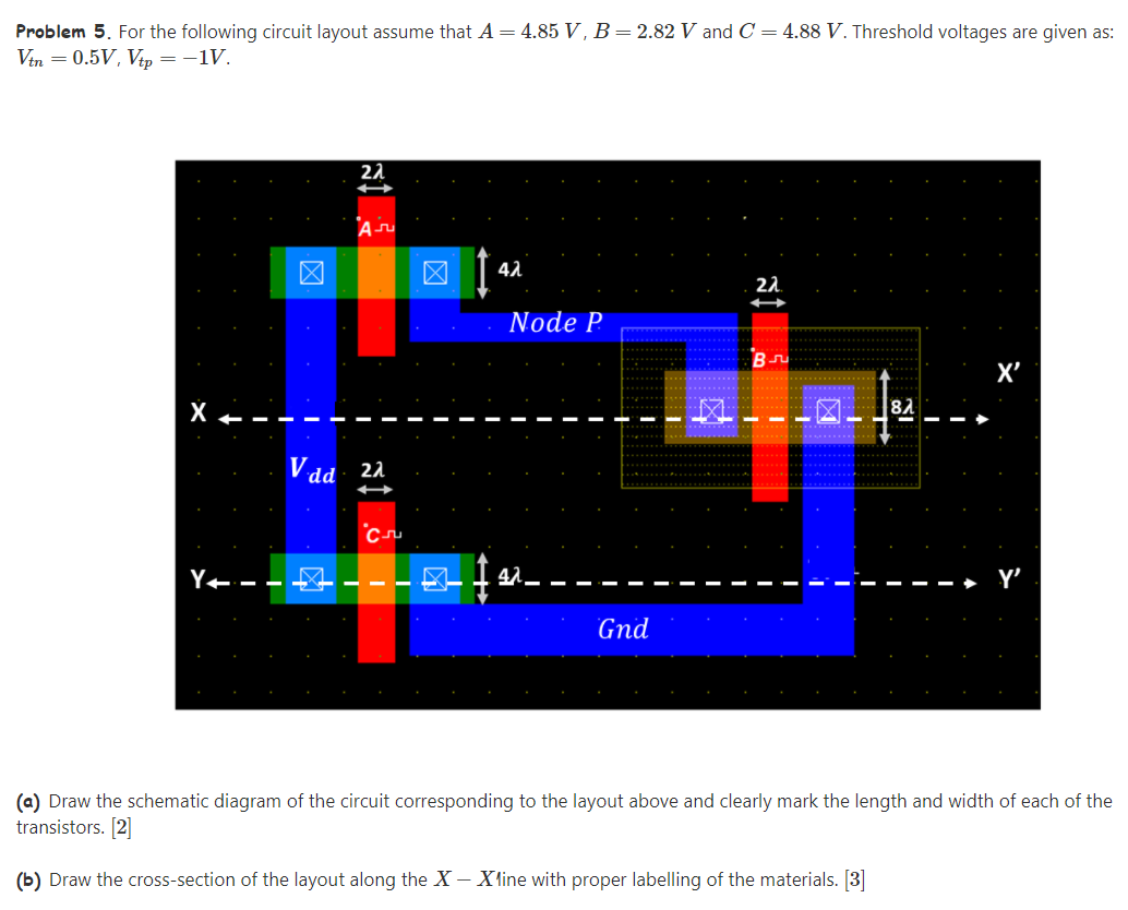 Solved Problem 5. For the following circuit layout assume | Chegg.com