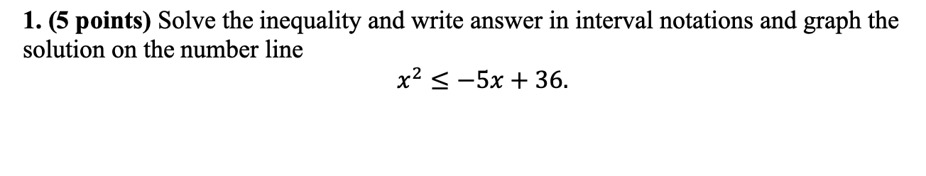 Solved 1. (5 points) Solve the inequality and write answer | Chegg.com