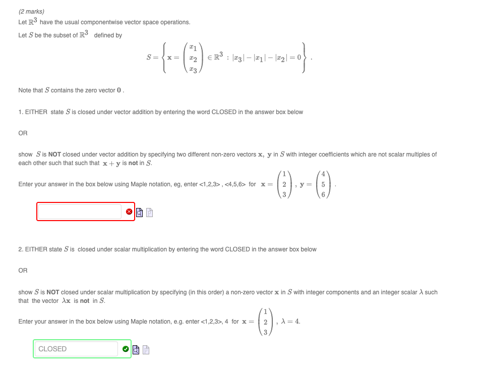 Solved (2 marks) Let R3 have the usual componentwise vector | Chegg.com
