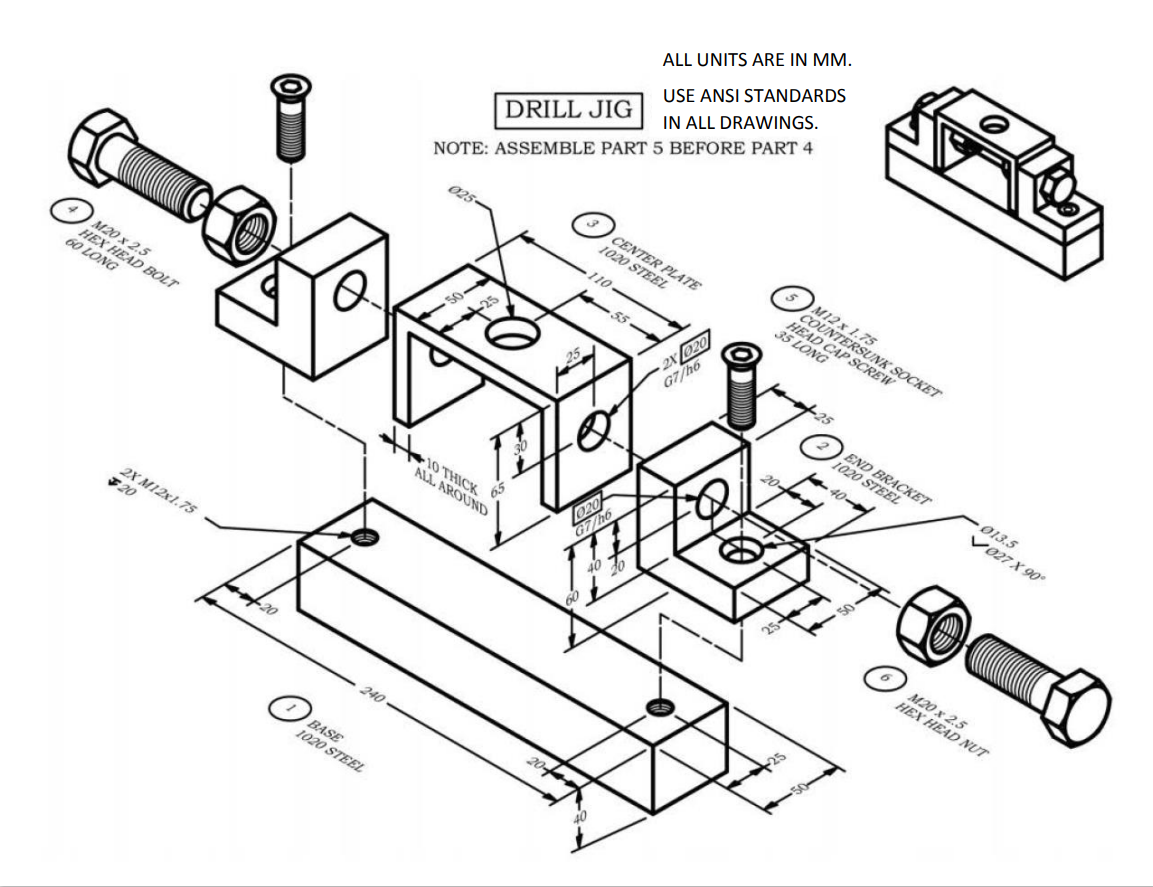 Assembly example. Technical drawing Assembly. ANSI drawing Standard. CAD Assembly drawings. Assembly Jig.