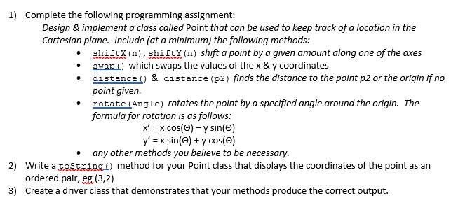Solved . 1) Complete the following programming assignment: | Chegg.com