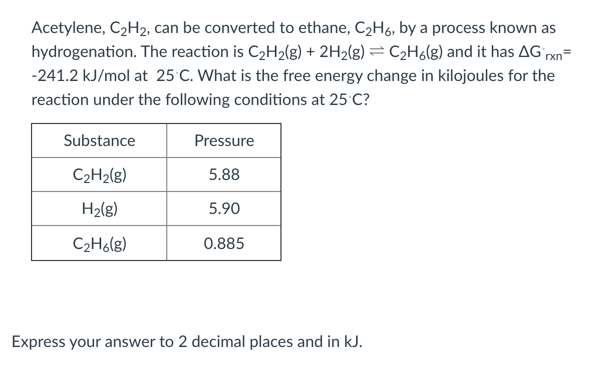 Solved Acetylene, C2H2, Can Be Converted To Ethane, C2H6, By | Chegg.com