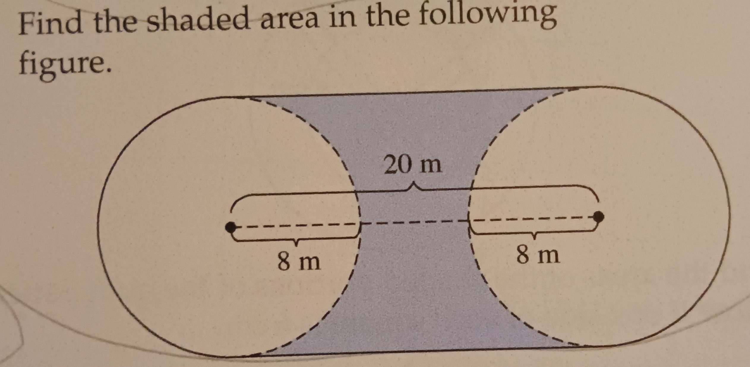 find the area of the following shaded figure