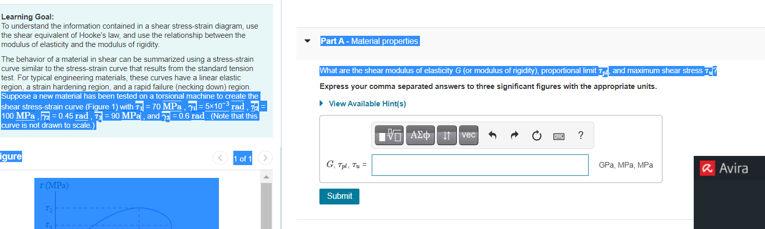 Solved What are the shear modulus of elasticity G (or | Chegg.com
