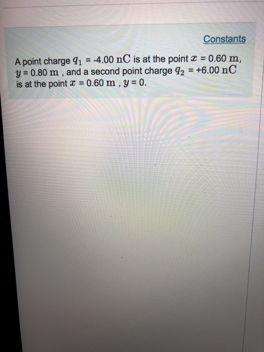 Solved Constants A Point Charge Q1 400 Nc Is At The Point 0593