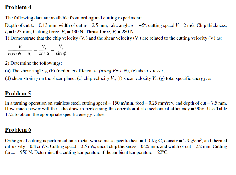 Solved Problem 4 The Following Data Are Available From Or Chegg Com