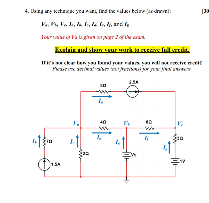 Solved 4. Using any technique you want, find the values | Chegg.com