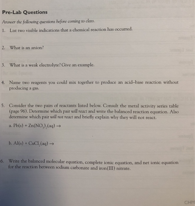 Solved Pre Lab Questions Answer The Following Questions 2236