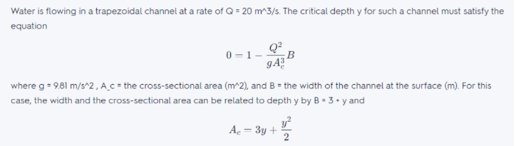 Solved Water is flowing in a trapezoidal channel at a rate | Chegg.com