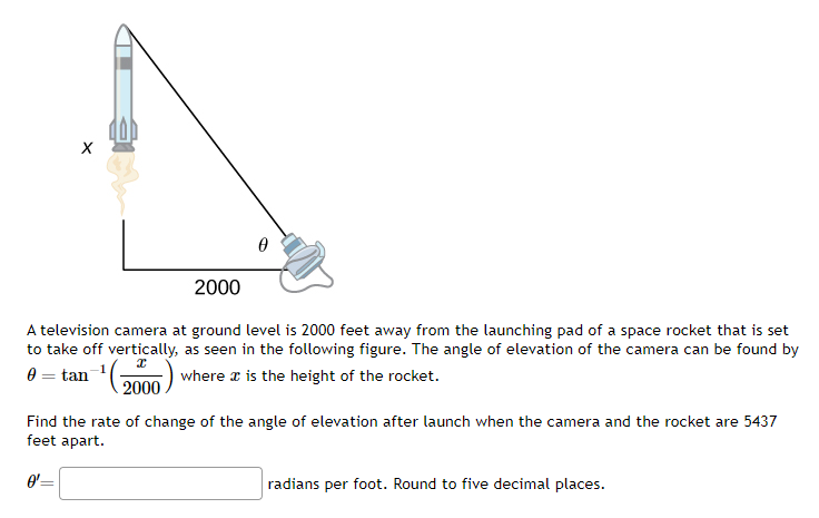 Solved A television camera at ground level is 2000 feet away | Chegg.com