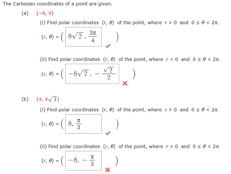 Solved The Cartesian Coordinates Of A Point Are Given. (a) | Chegg.com