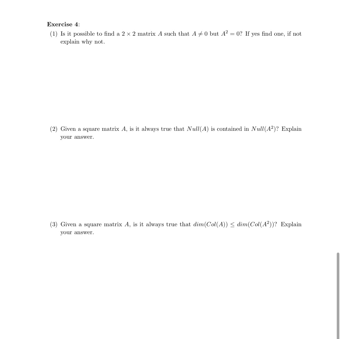 Solved Exercise 4: (1) Is It Possible To Find A 2×2 Matrix A | Chegg.com