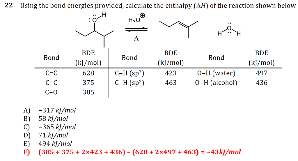 Solved Using The Bond Energies Provided, Calculate The | Chegg.com