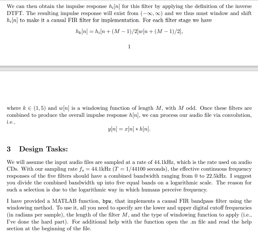 2 Project Definition The equalizer design will have