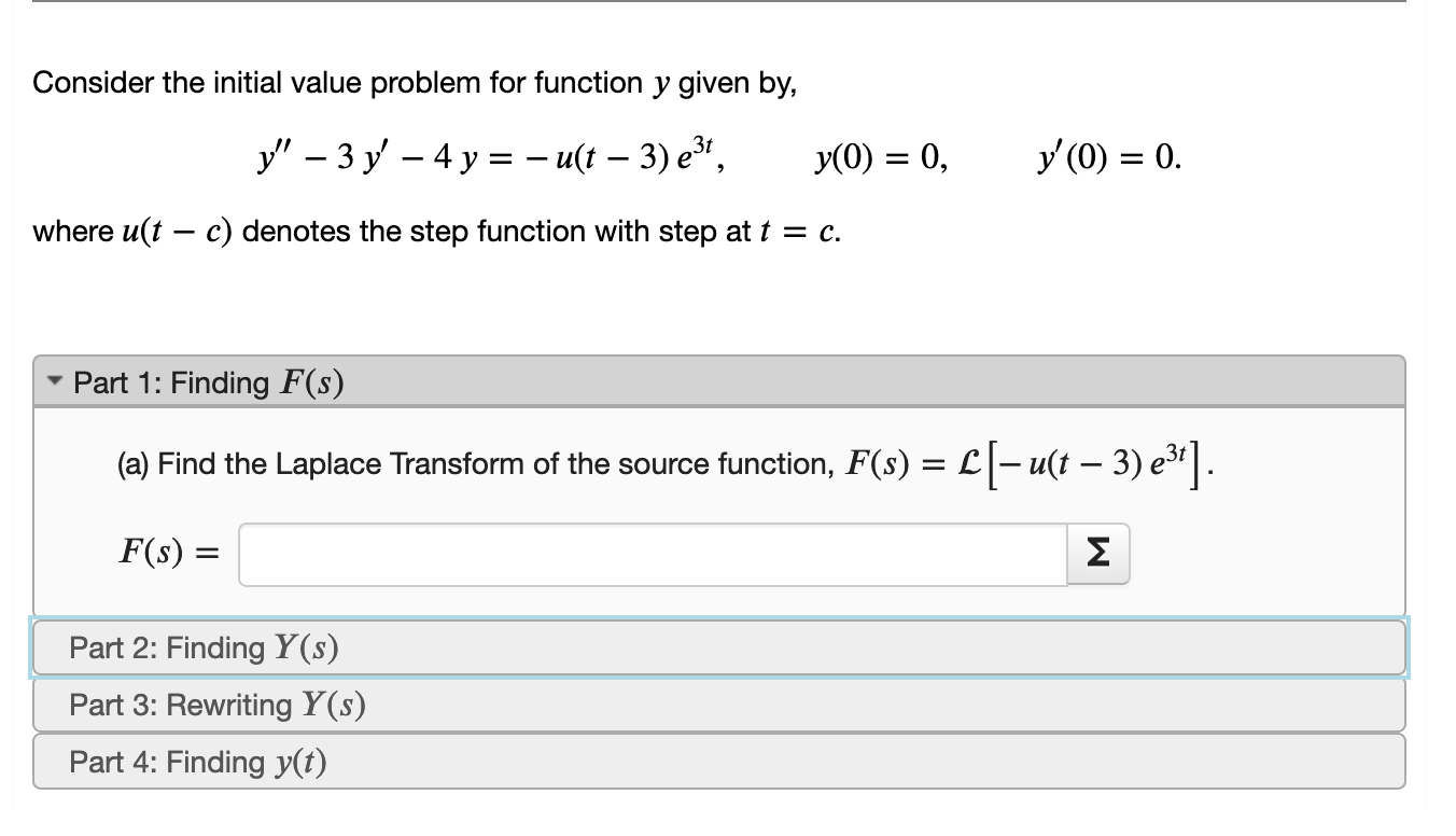 Solved Consider the initial value problem for function y | Chegg.com