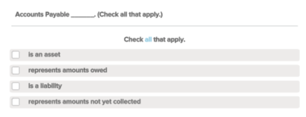 Solved Accounts Payable (Check all that apply.) Check all | Chegg.com