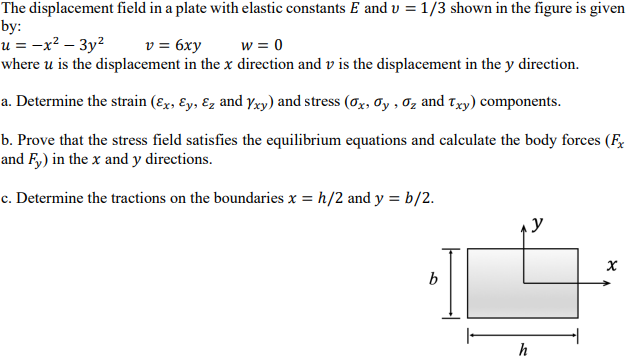 The displacement field in a plate with elastic | Chegg.com