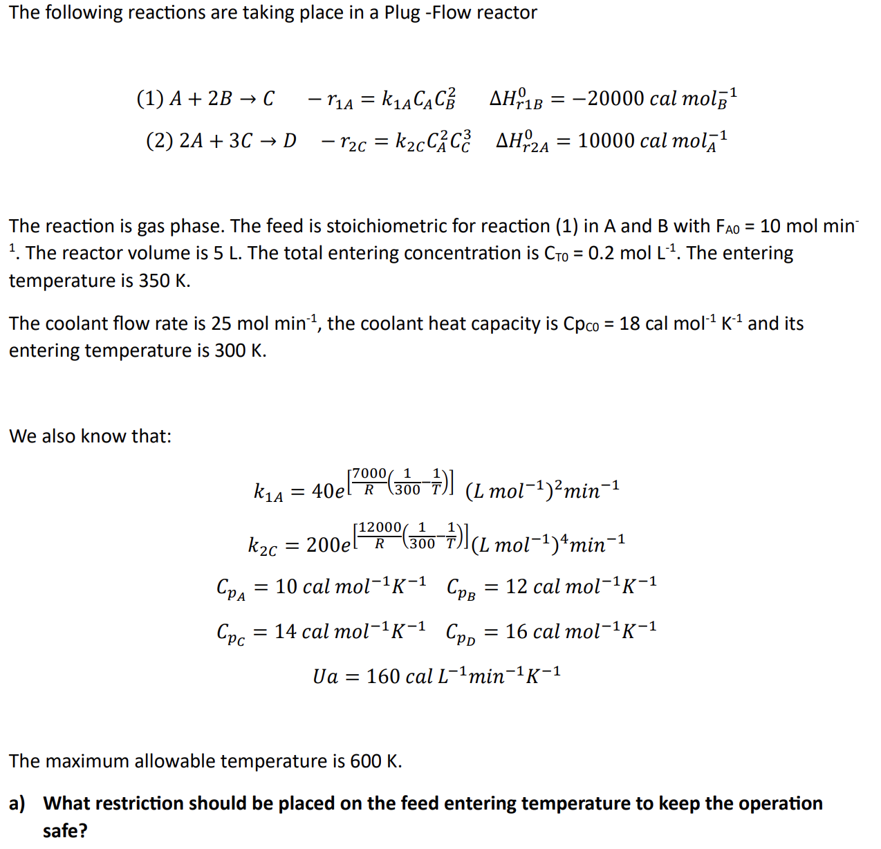 Solved The following reactions are taking place in ﻿a Plug | Chegg.com