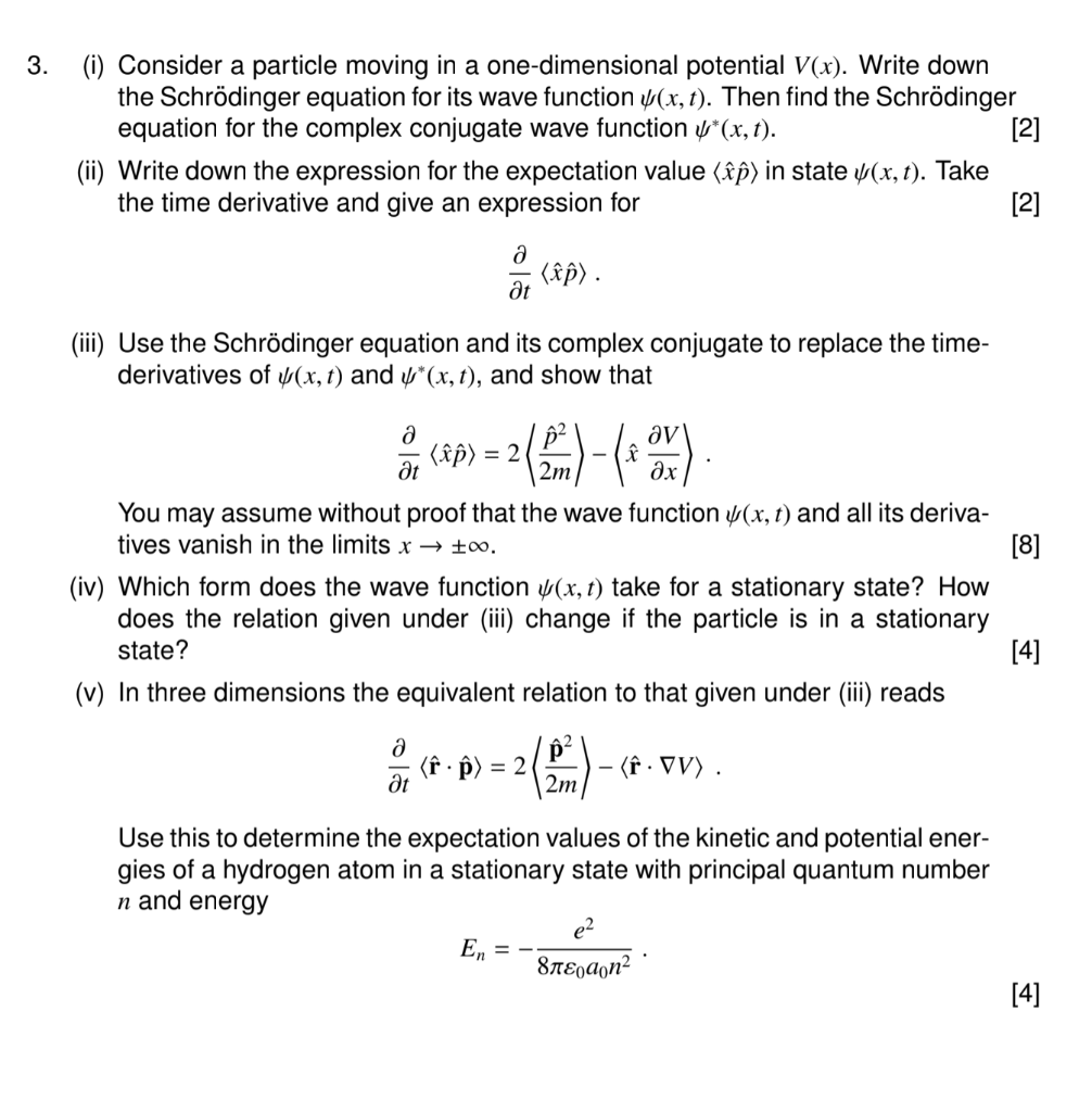 Solved (i) Consider A Particle Moving In A One-dimensional | Chegg.com