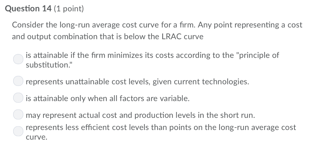 Solved Question 14 (1 point) Consider the long-run average | Chegg.com