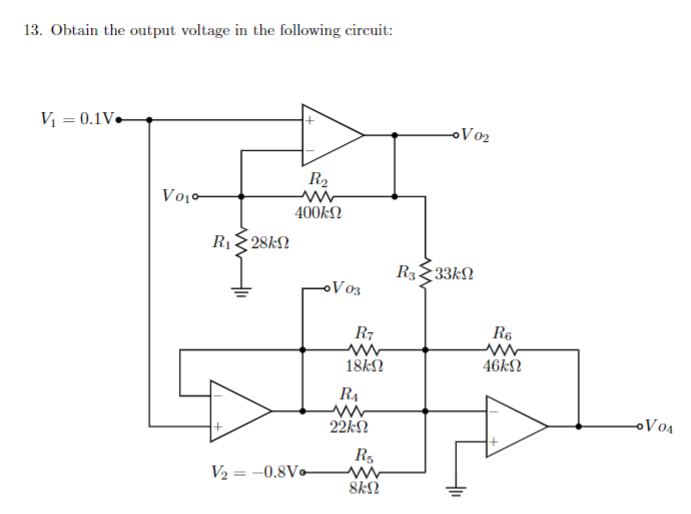 Solved 13. Obtain The Output Voltage In The Following 