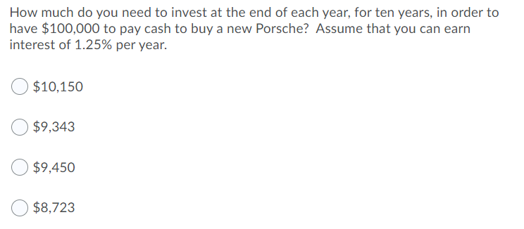 Solved How much do you need to invest at the end of each | Chegg.com