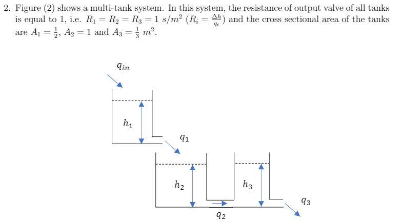 2. Figure (2) shows a multi-tank system. In this | Chegg.com