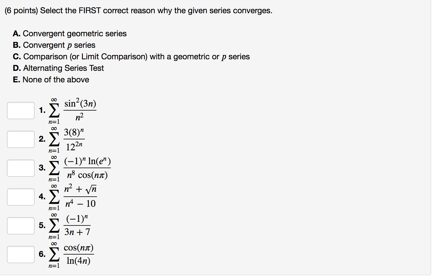 Solved (6 points) For each of the following series, tell | Chegg.com