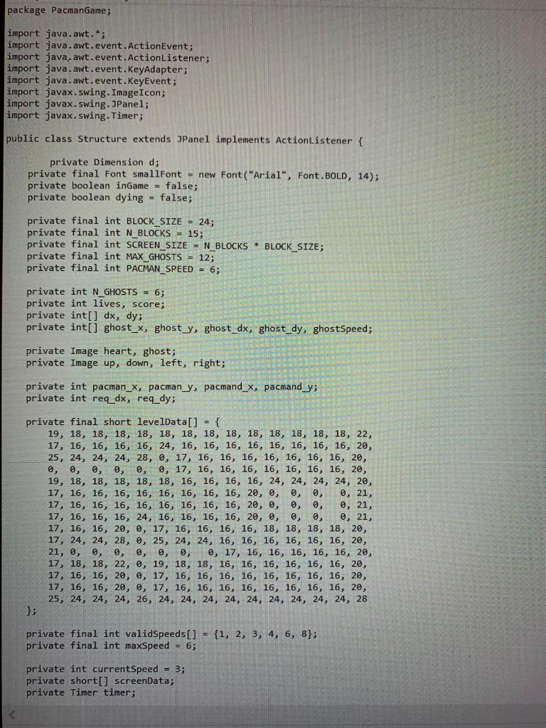 Solved Below there is a Pacman Game code by Java. Can you | Chegg.com