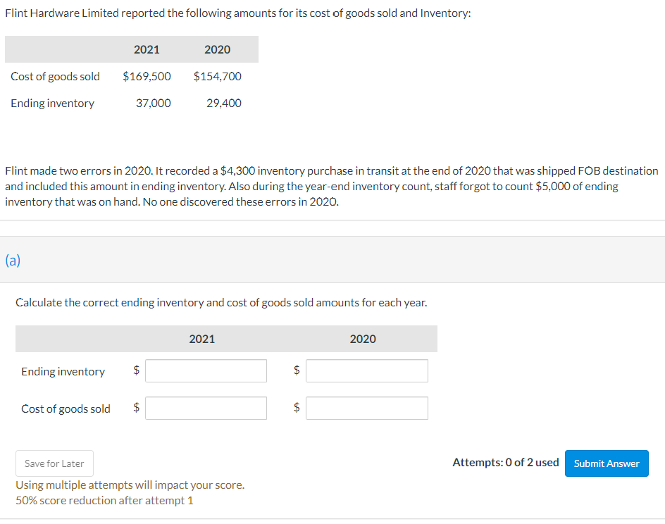 [Solved] Flint Hardware Limited reported the following am