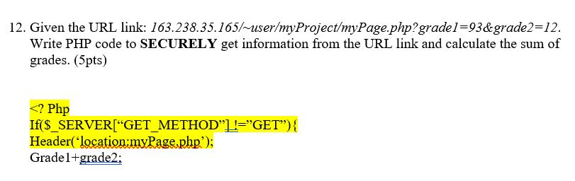 Solved 12. Given the URL link: | Chegg.com