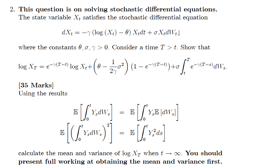 2. This question is on solving stochastic | Chegg.com