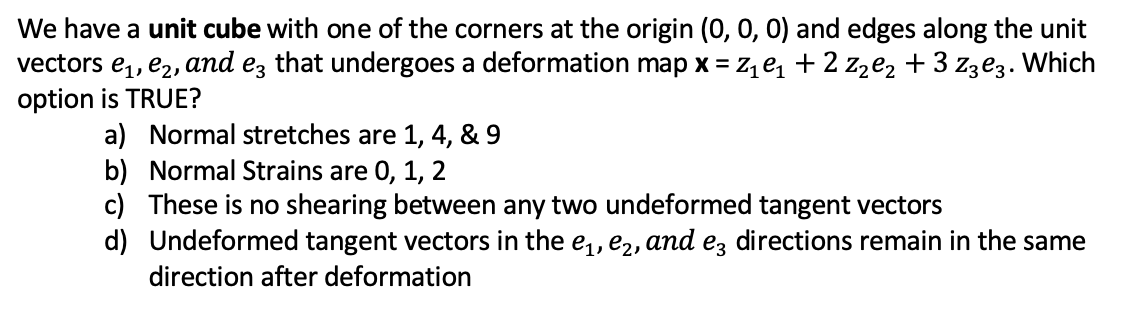 Solved We have a unit cube with one of the corners at the | Chegg.com