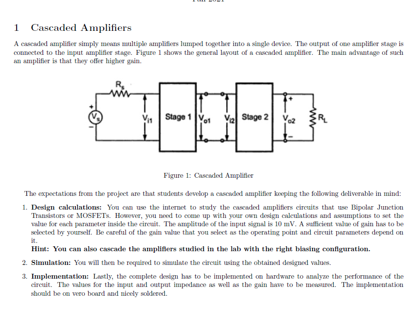 Solved Cascaded Amplifiers A cascaded amplifier simply means