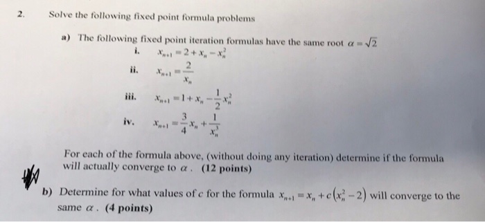 Solved 2. Solve the following fixed point formula problems | Chegg.com