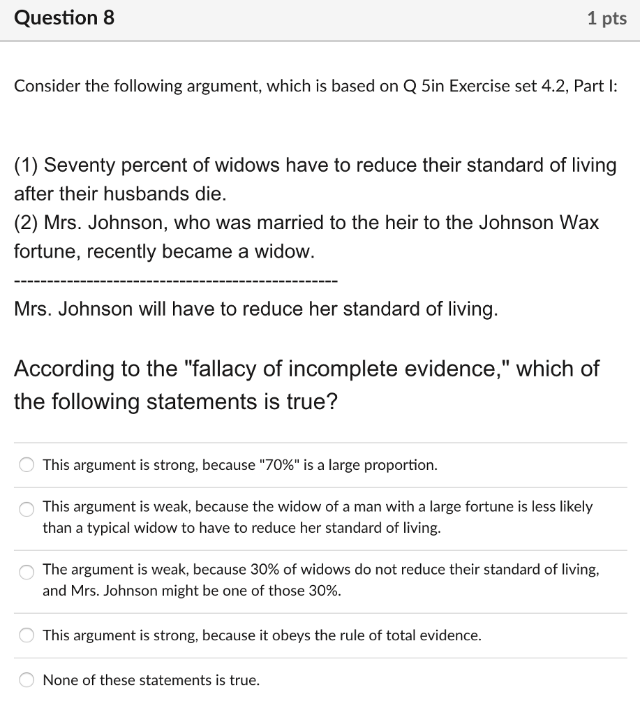 Solved Question 6 1 pts Consider the following argument, | Chegg.com