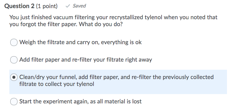 Solved Question 2 (1 point) Saved You just finished vacuum | Chegg.com