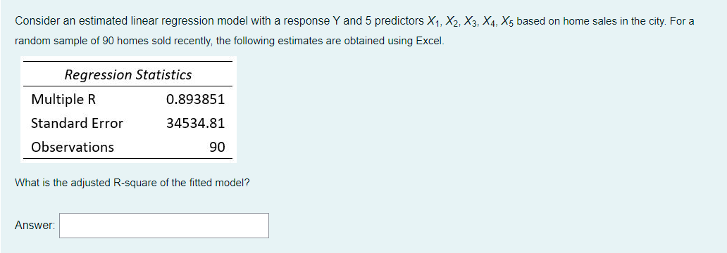 Solved Consider an estimated linear regression model with a | Chegg.com